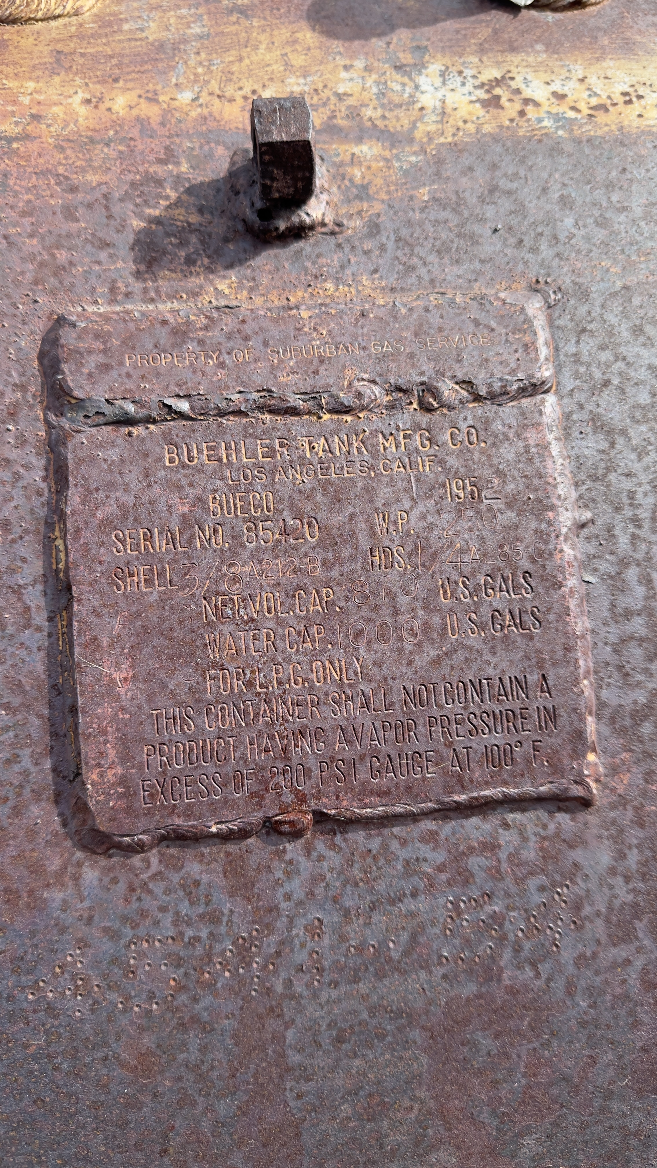 Old gas tank from Buehler Tank Mfg. Co.